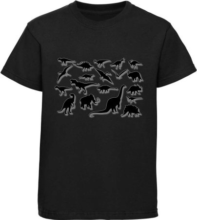 Children's printed t-shirt with dinosaur silhouettes i82